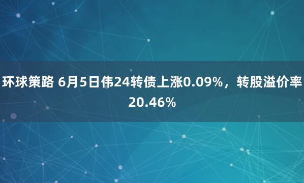环球策路 6月5日伟24转债上涨0.09%，转股溢价率20.46%